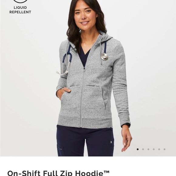 Figs Tops - Figs On Shift Gray Full Zip Hoodie